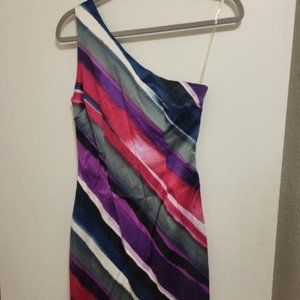 Multi Color Grass Collection One Shoulder Party Dress Size 5